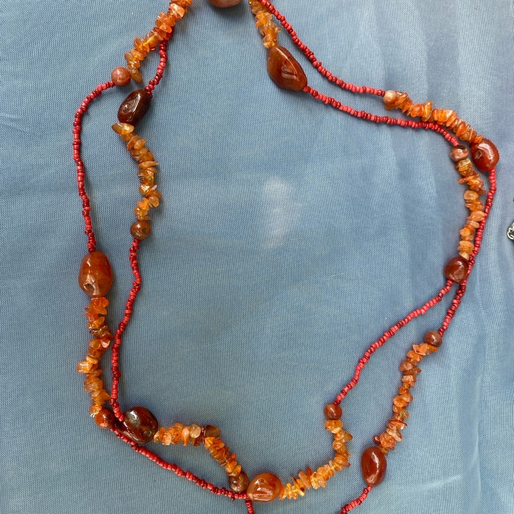 Elegant Red and Orange Beaded Necklace